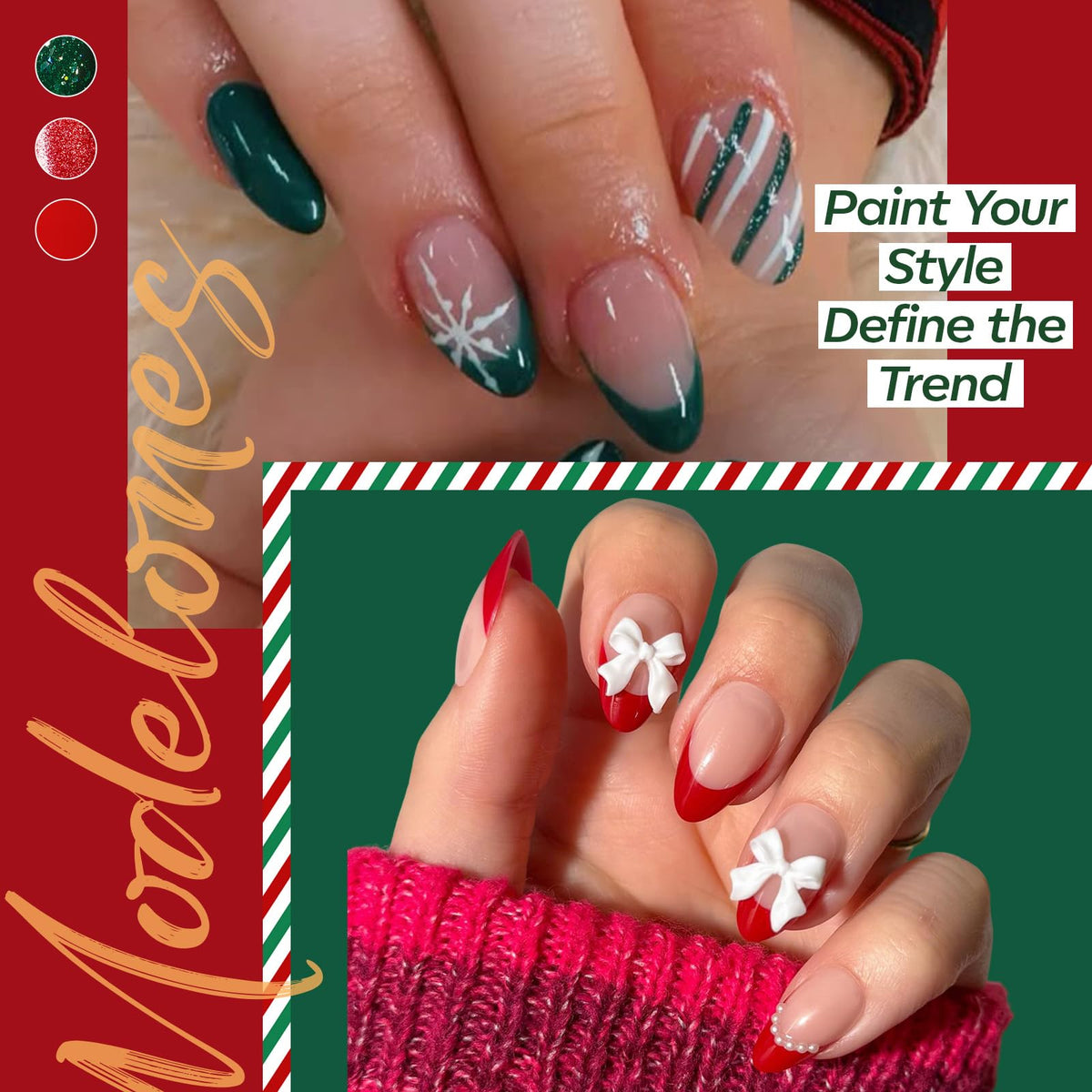 modelones display of 15 sizes of short almond tips for precise fit
