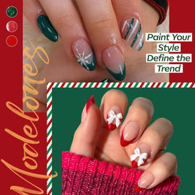 modelones display of 15 sizes of short almond tips for precise fit