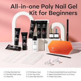 modelones six polygel jars open displaying nude clear and pink shades