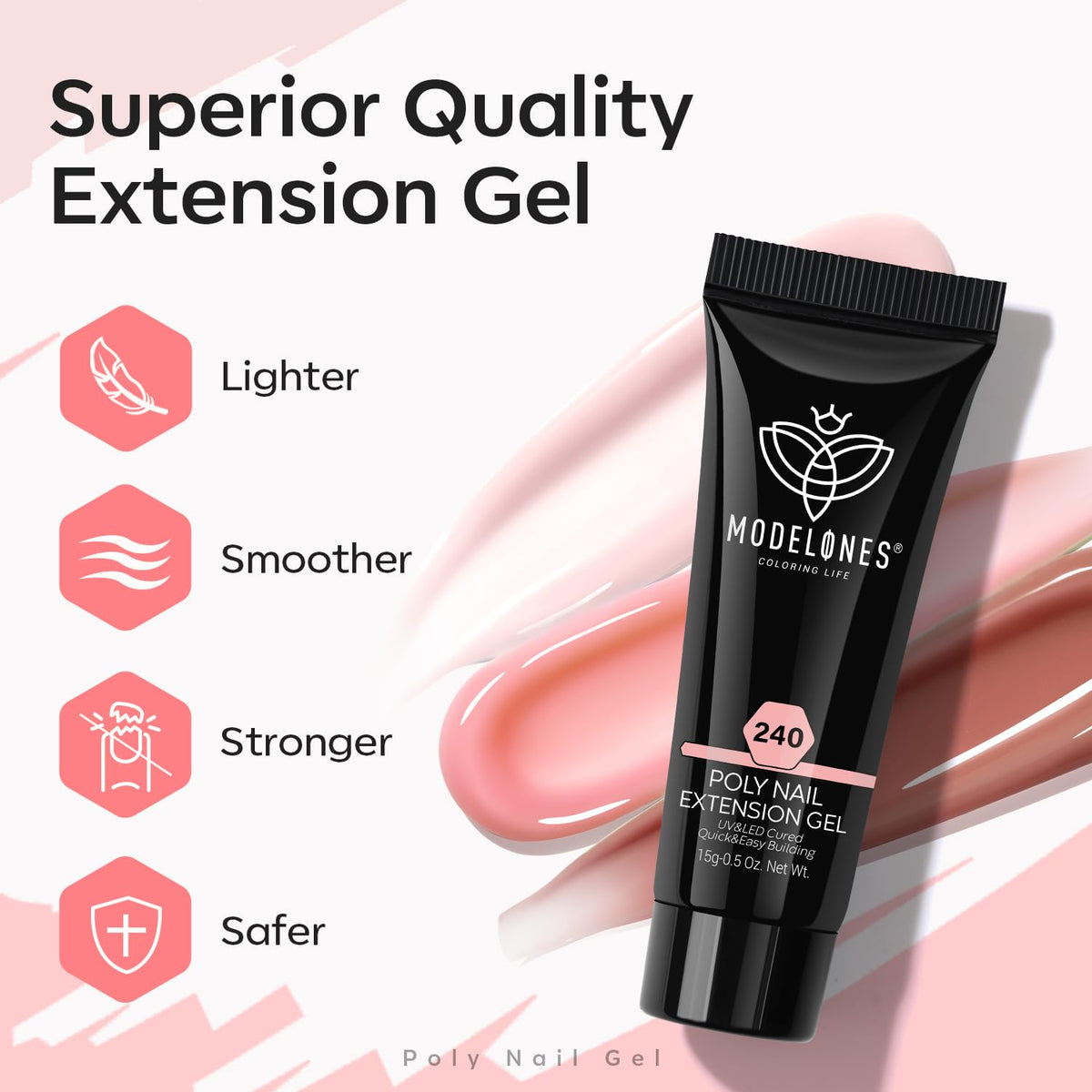modelones close-up of spatula shaping gel for precise nail extensions
