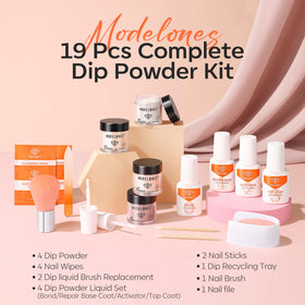 modelones application in progress on a hand illustrating lamp-free dip technique