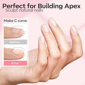 modelones applying gel to nail demonstrating extension and thickness benefits