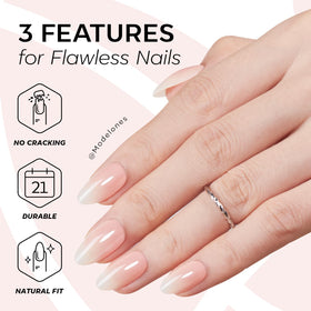 Modelones application step pressing on nail for fast, no-polish manicure