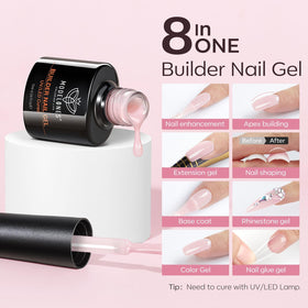 modelones applying builder gel to a tip extension for strong length