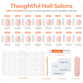 modelones application tools laid out with glue tabs file and cuticle stick for easy at-home use