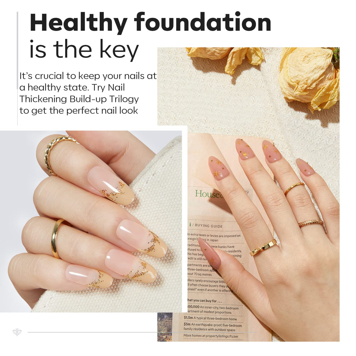 modelones before and after extensions showing strengthened longer nails