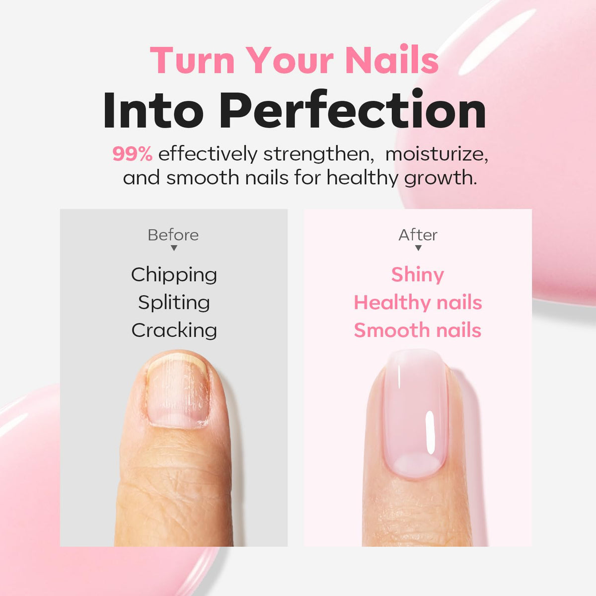 modelones before and after nail repair showing improved look and concealed imperfections
