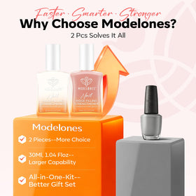 modelones bottles beside jojoba and evening primrose oils for nourishment