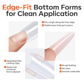 Modelones bottom form fitting under free edge for stable builder gel support