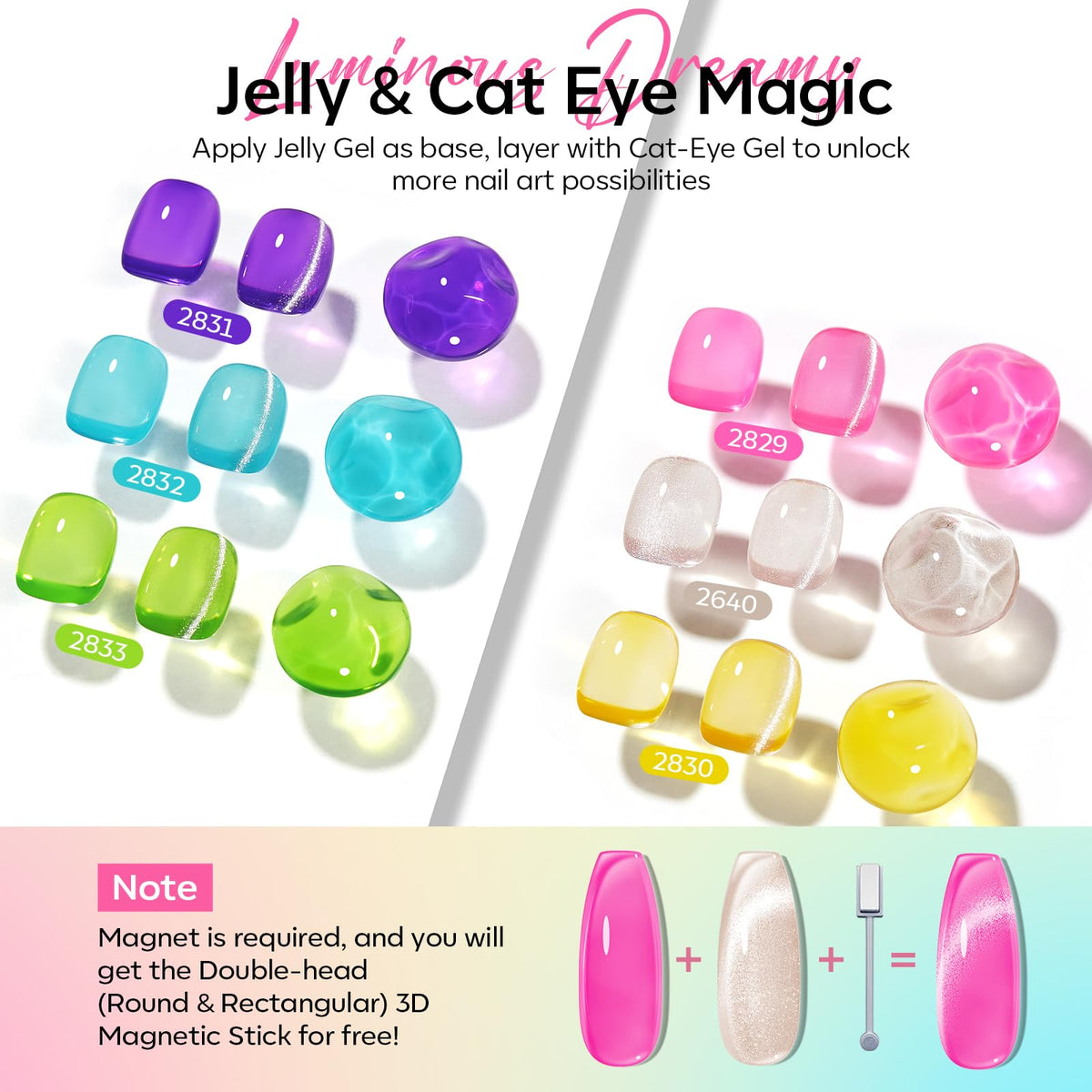 modelones cat-eye gel close-up shimmer stripe, precise magnetic highlight
