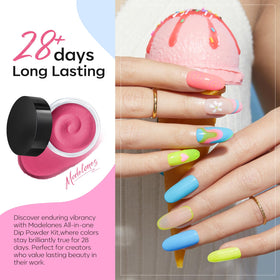 modelones close-up of glossy dipped nail finish demonstrating smooth, chip-resistant look