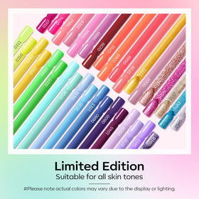 modelones color range flatlay of 36 vibrant shades for endless manicure options