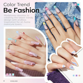 modelones color swatch array showcasing 20 macaroon and neon polish options