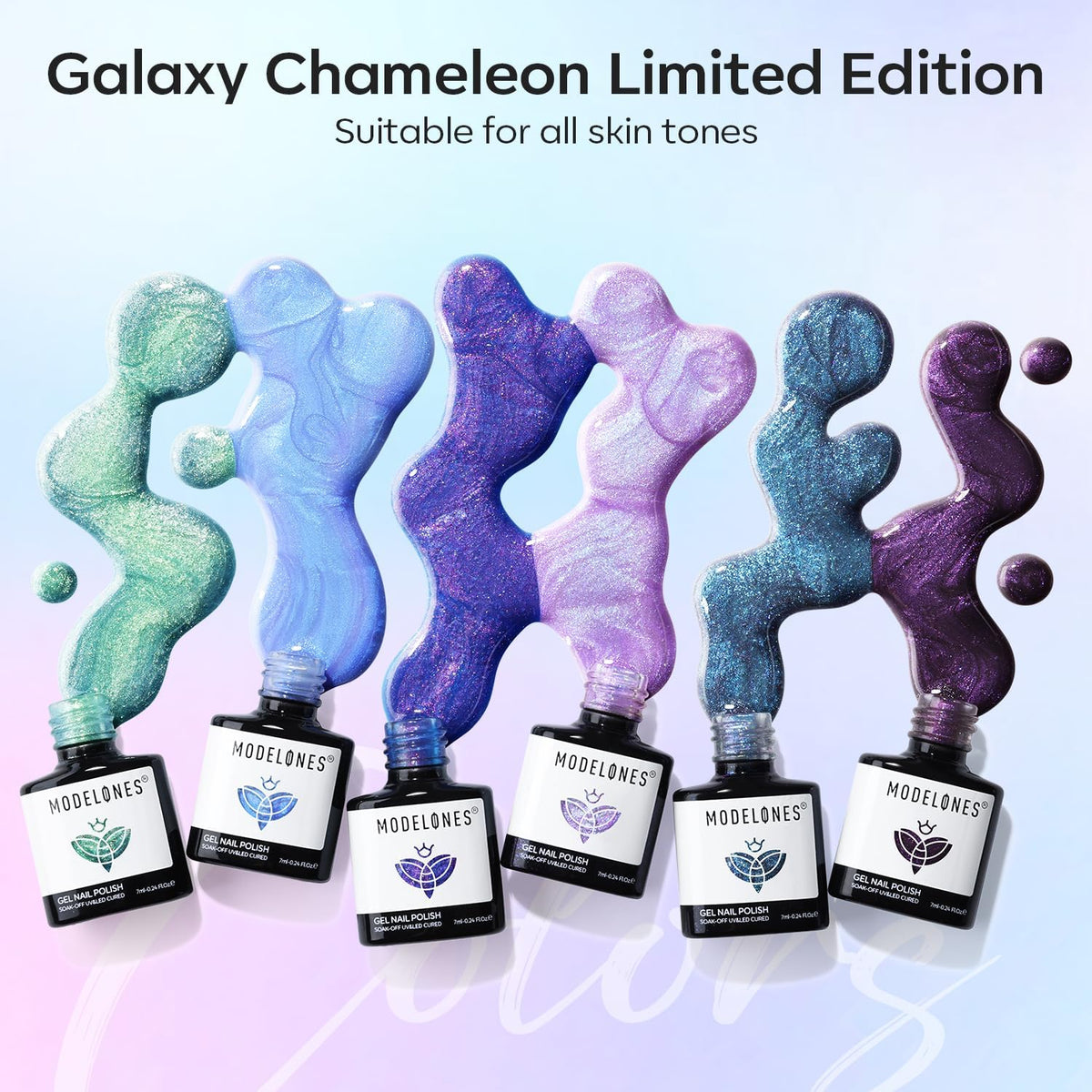 modelones swatch fan displaying blue green purple aurora shifts