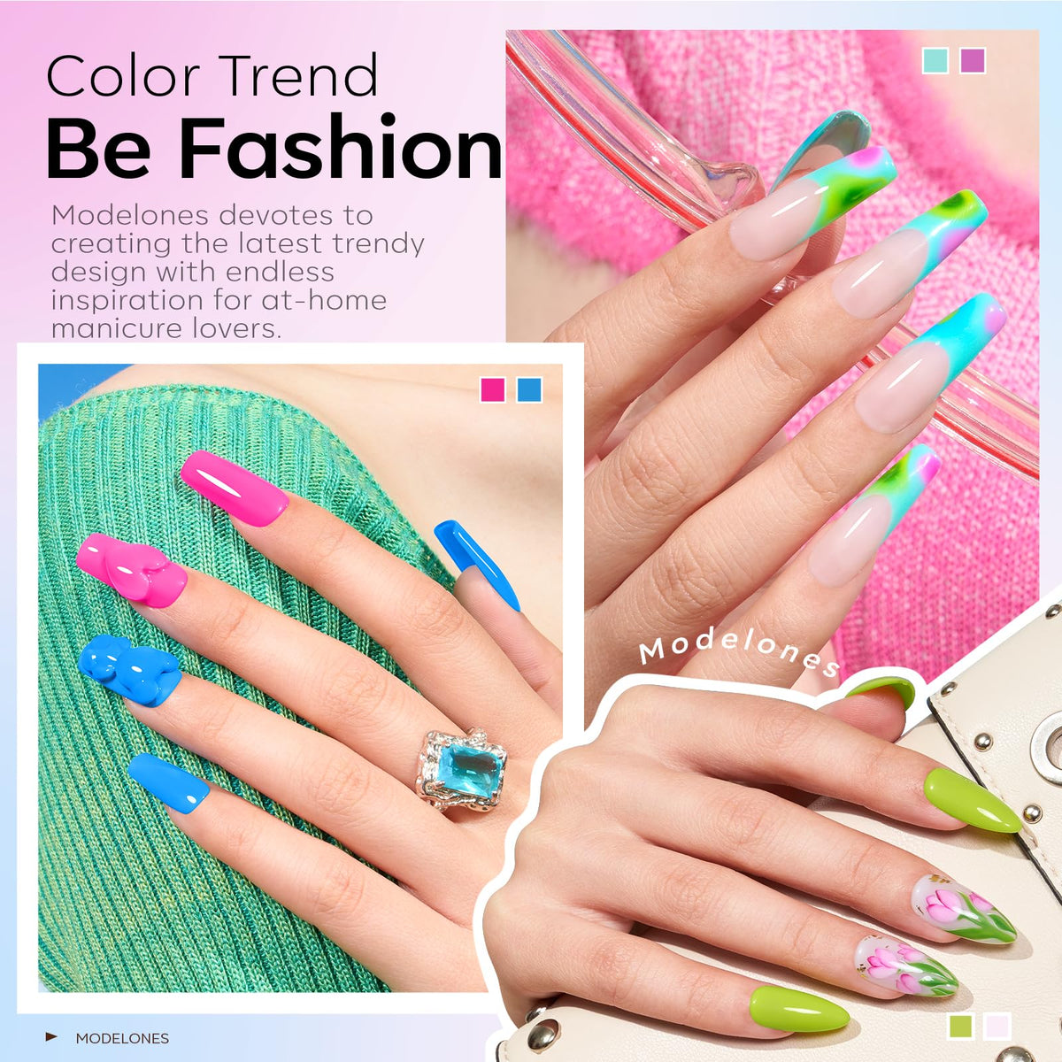 modelones color swatch row illustrating pastel and neon shade options