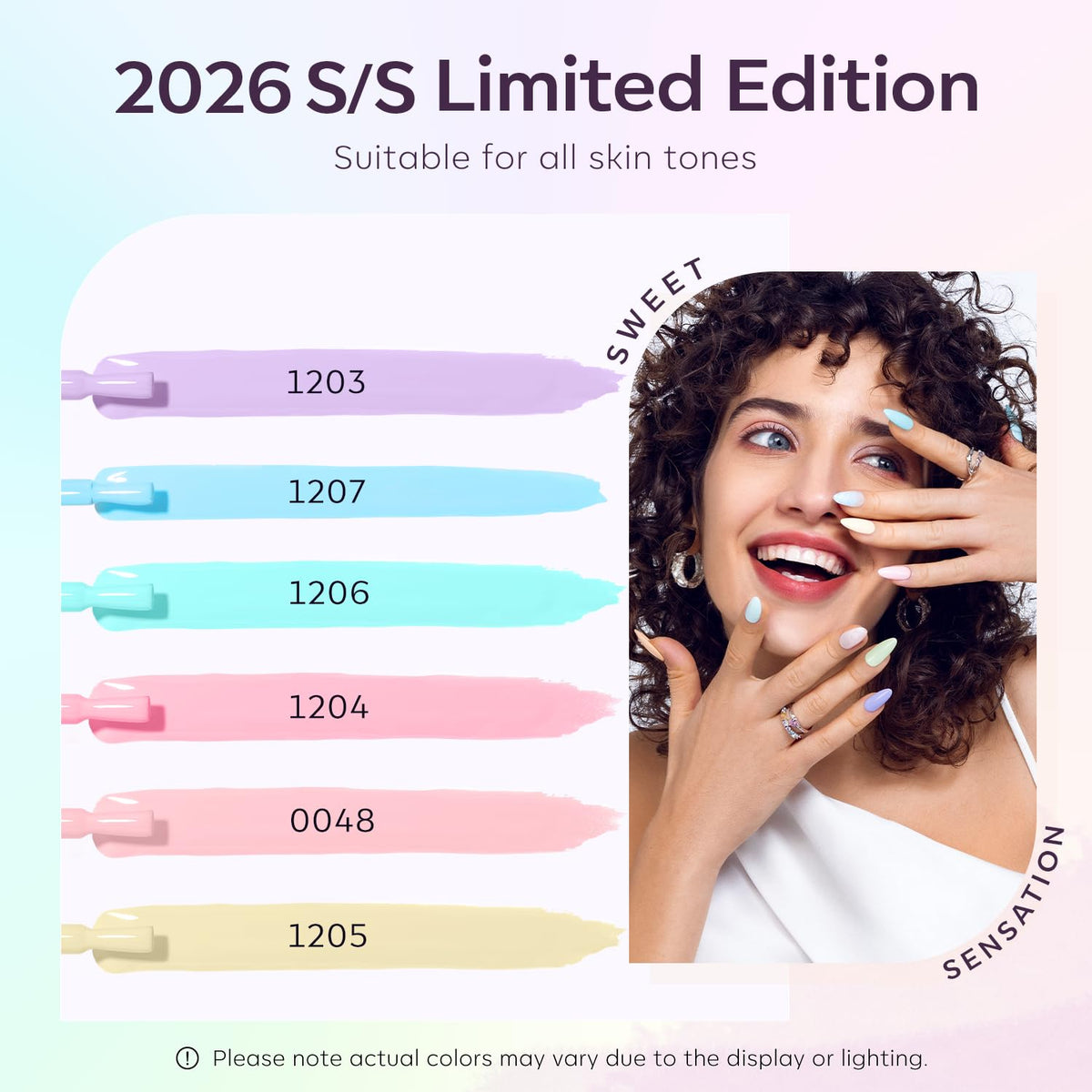 modelones color swatches on nail wheel showing true pastel shades for choice