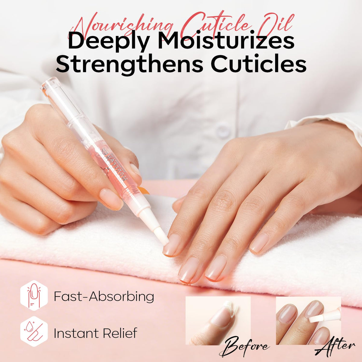 modelones cuticle oil pen applicator delivering nourishing vitamins