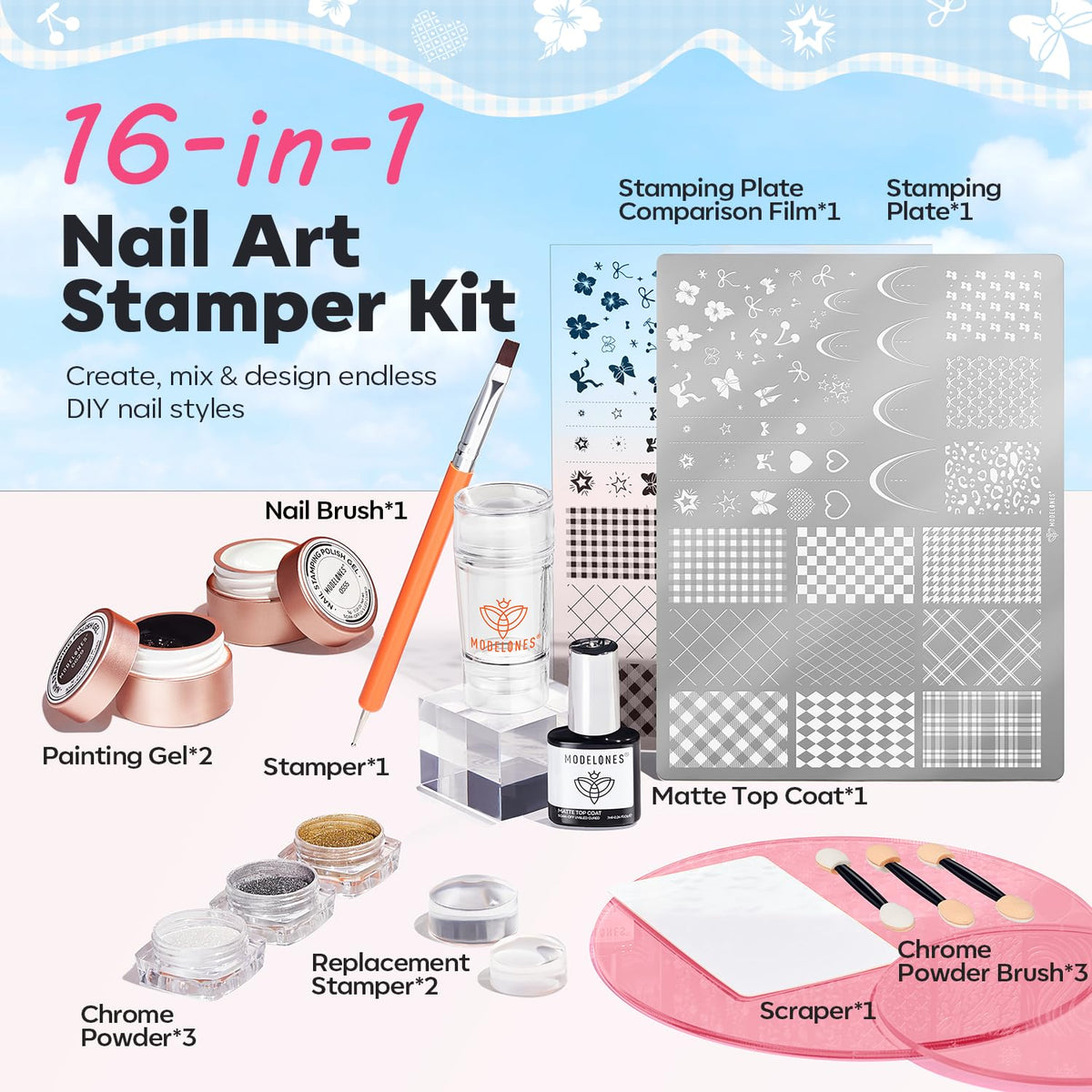 modelones dual-end nail art brush detail for precise lace and edge work