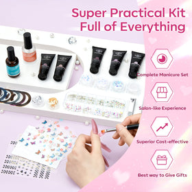 Modelones eight rosy pink poly gel bottles arranged to show color variety