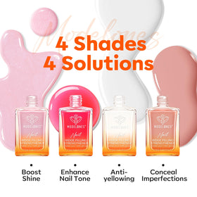 modelones four shades laid out milky white glitter pink nude benefit: versatile color options