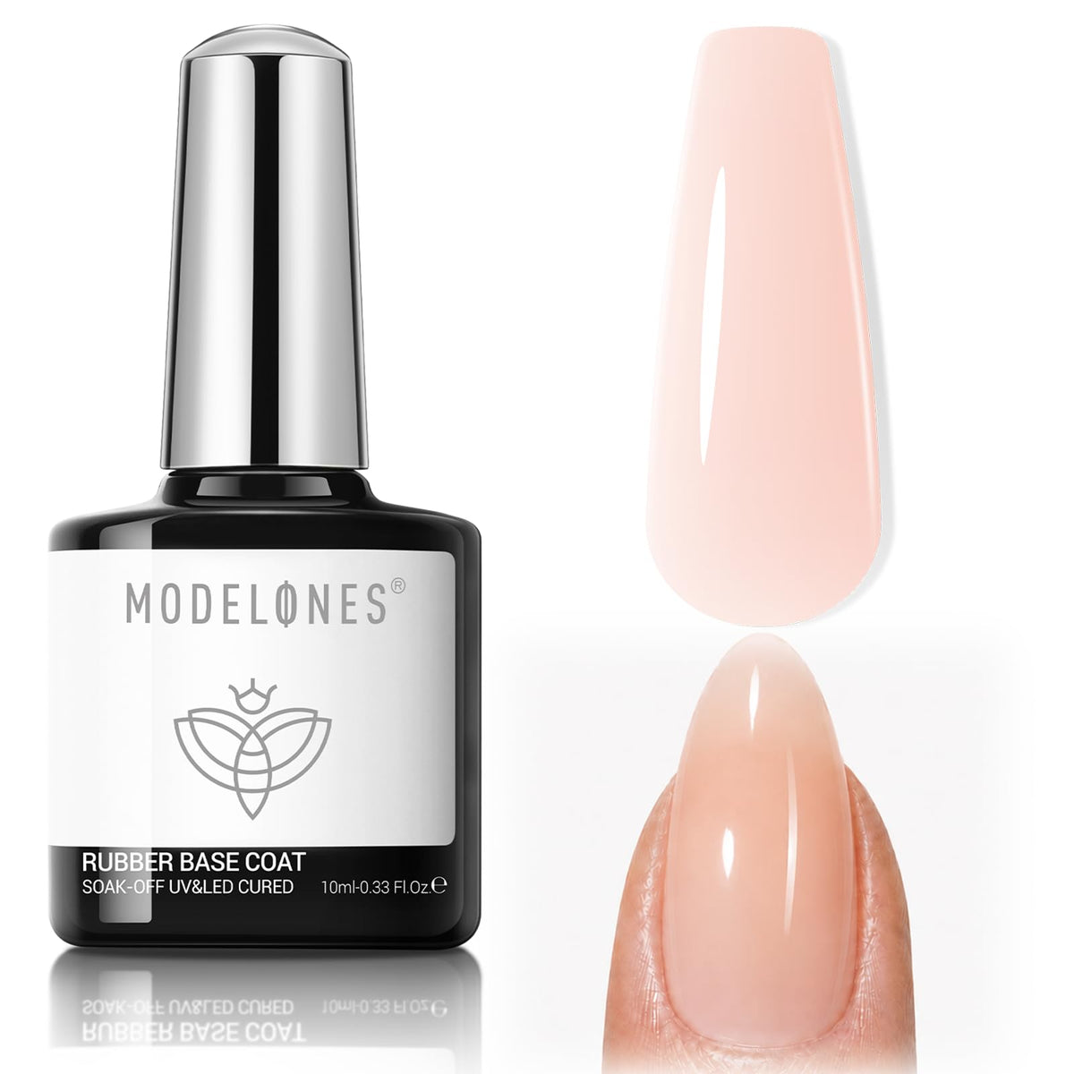 modelones bottle front view showing jelly nude base and durable packaging benefit