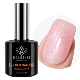 modelones front bottle showing pink shimmer and multipurpose gel benefits