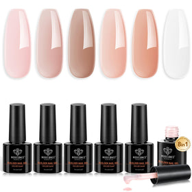 modelones front packaging showing six builder gel bottles and branding, clear presentation benefit
