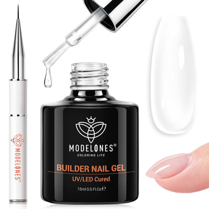 modelones front packaging showing clear builder gel and brush benefits
