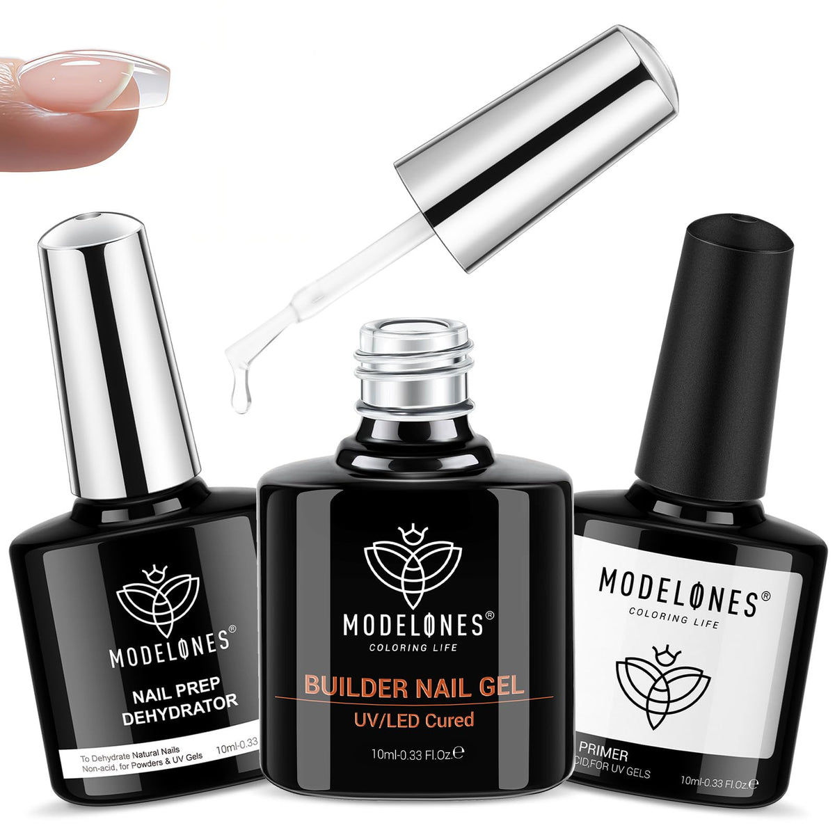 modelones front packaging showing clear builder gel for salon-strength nails