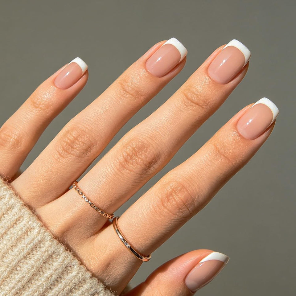 modelones front packaging showing summer pink white French tips and kit contents for instant manicure