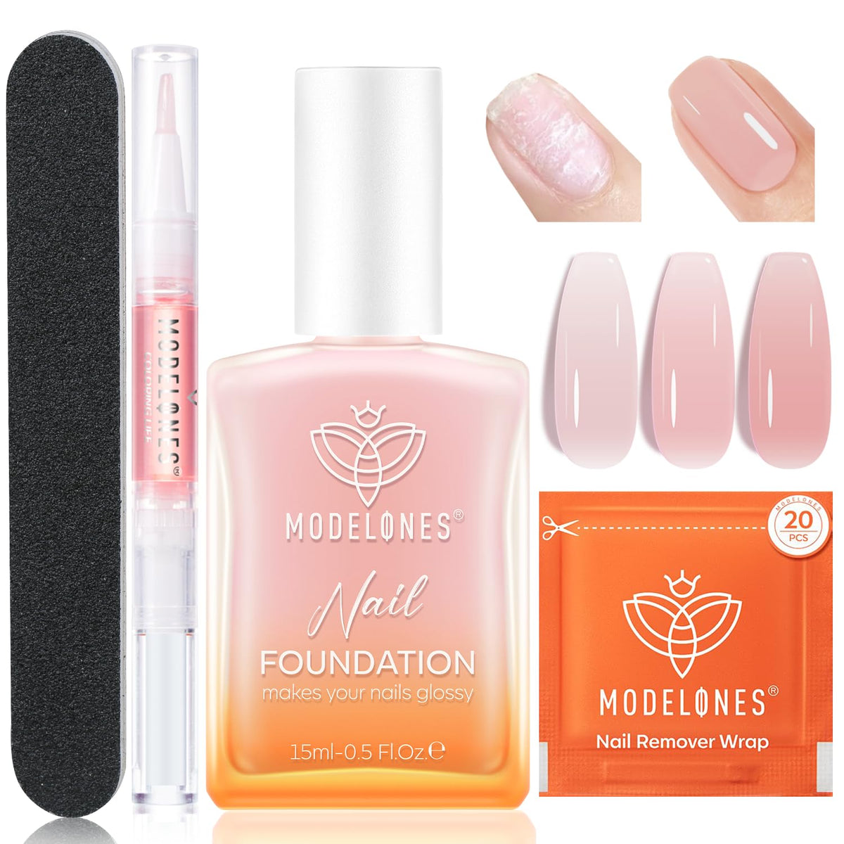 modelones front packaging with grey-pink hardener showing kit benefits