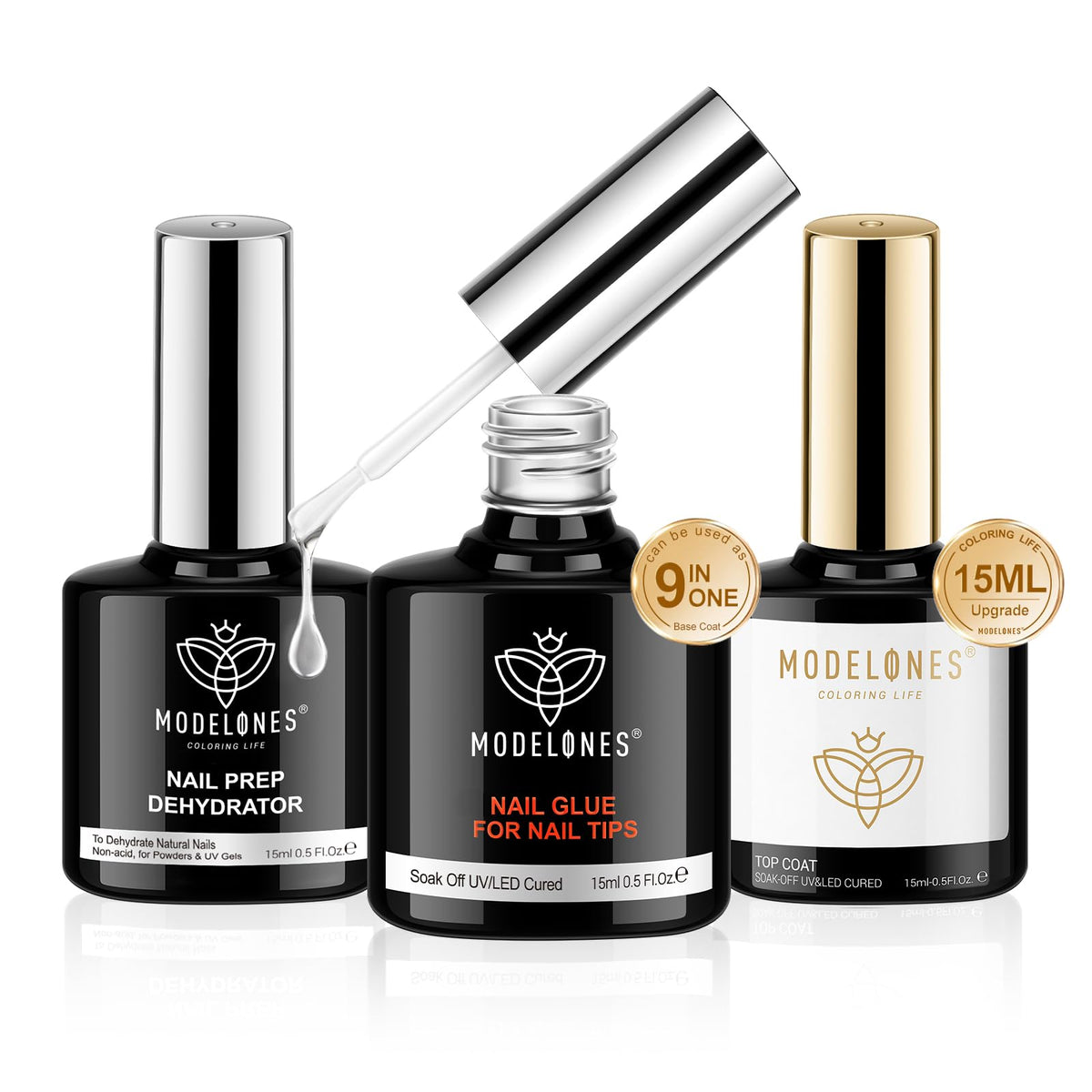 modelones front packaging showing the three-piece kit and clear product benefits