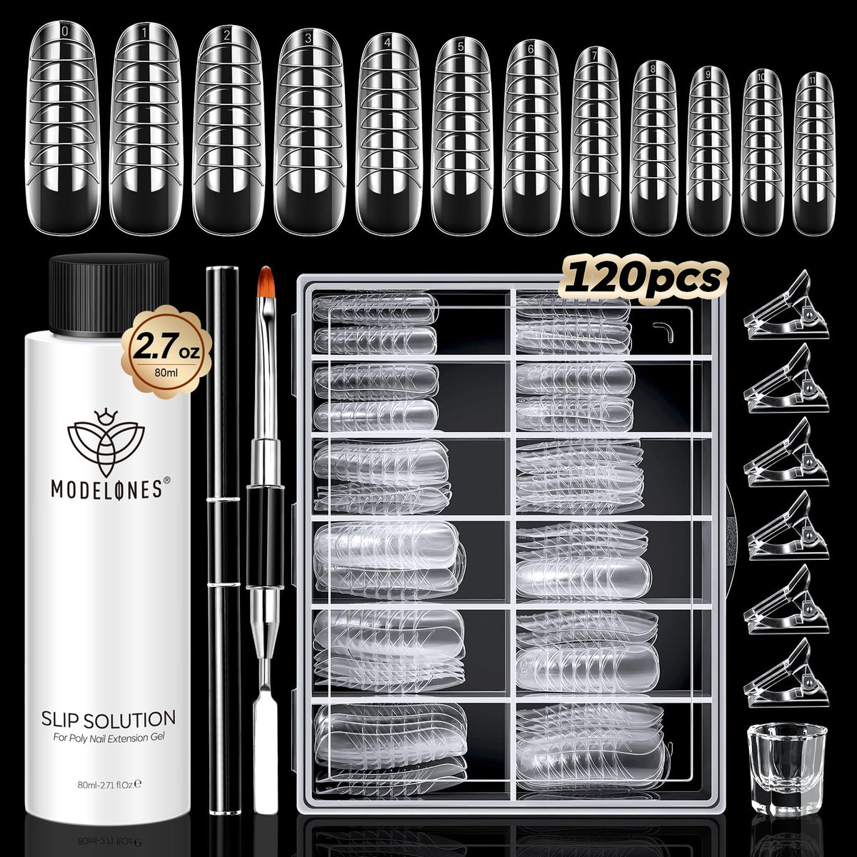 modelones front packaging showing full kit for organized nail extension setup