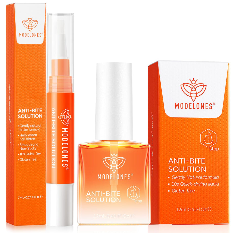modelones front packaging showing both pen and polish preventing nail biting