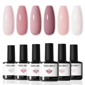 modelones front packaging nude pink set showing all six bottles and box for easy choice