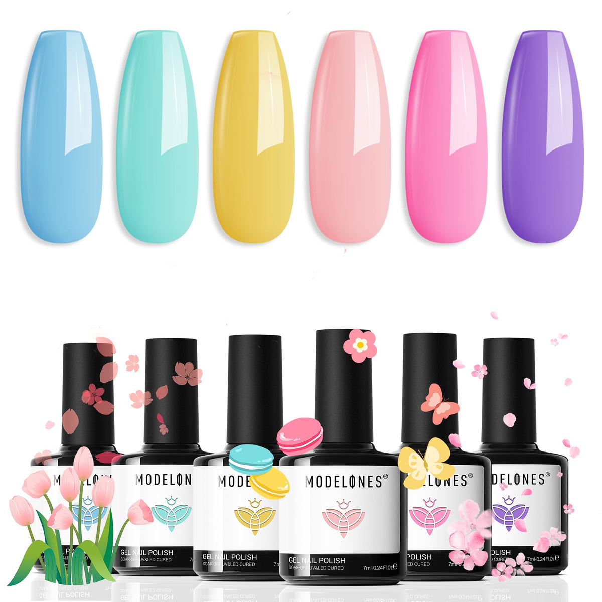 modelones front packaging showing six pastel bottles and gift-ready look