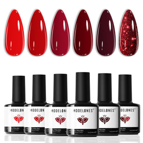 modelones front packaging showing six red gel bottles and kit benefits