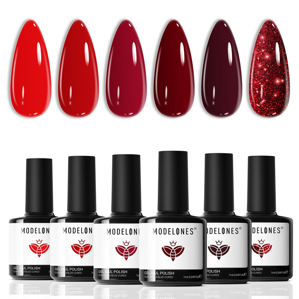 modelones front packaging showing six red gel bottles and kit benefits