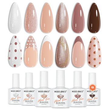 modelones front packaging set showing six nude bottles and case, clear presentation benefit