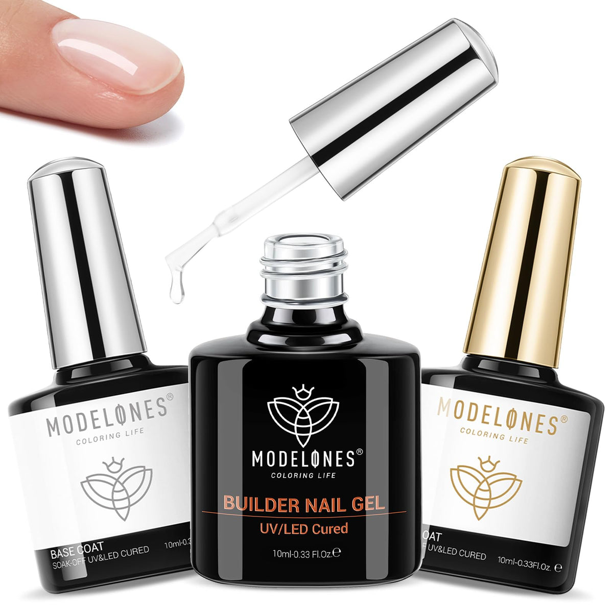 modelones front packaging trio showing three 10ml bottles and benefits