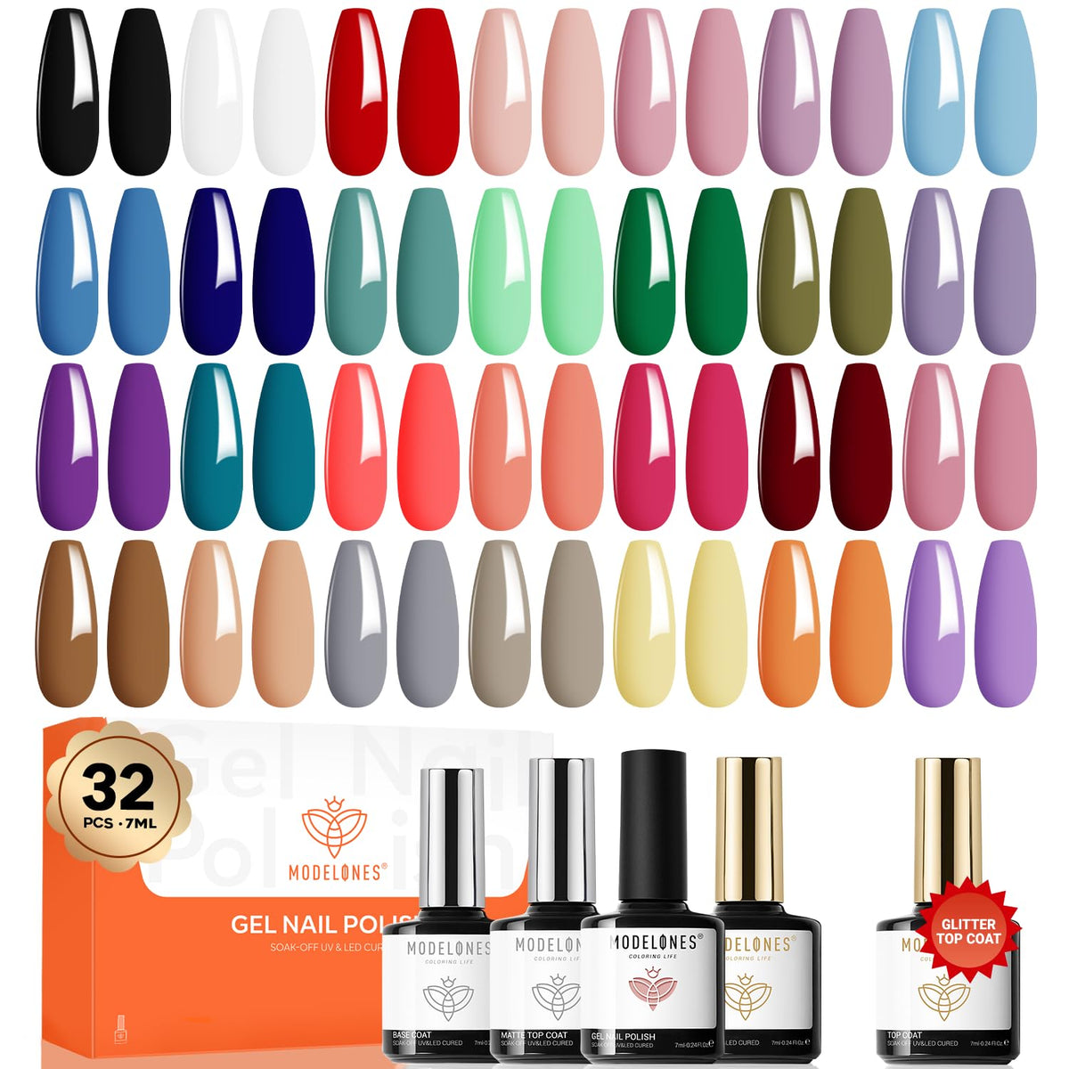 modelones front packaging showing full 32-piece kit and included bottles