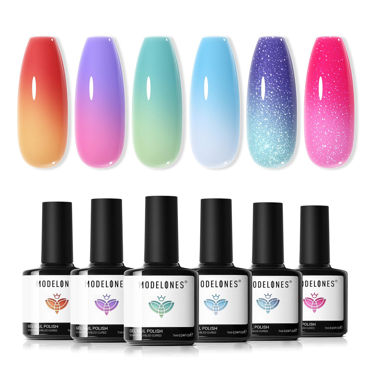 modelones front packaging showing six bottles and gift box, showcases complete kit benefit