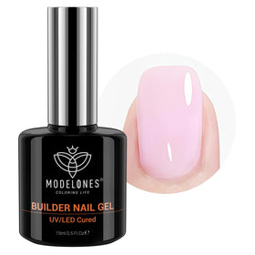 modelones front packaging showing baby pink builder gel and benefits