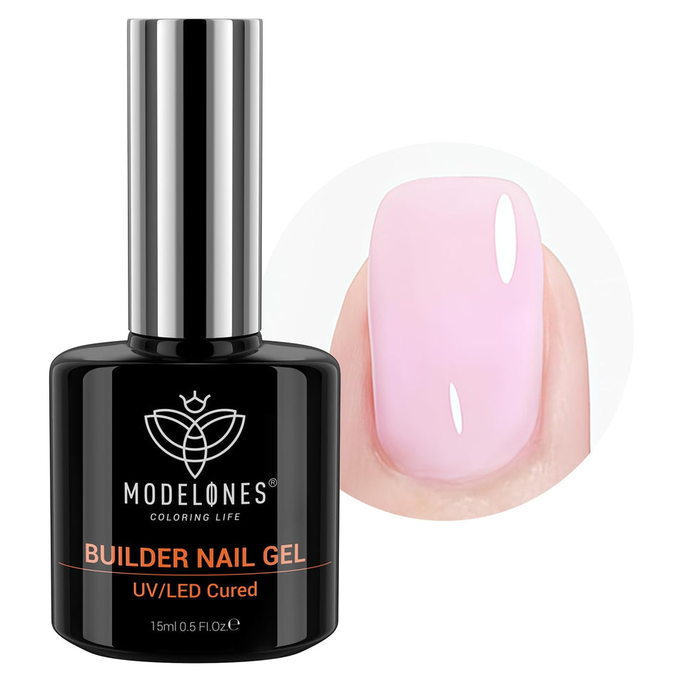 modelones front packaging showing baby pink builder gel and benefits