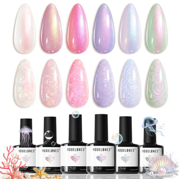 modelones front packaging showing six pearl gel bottles and included dotting pen for complete kit