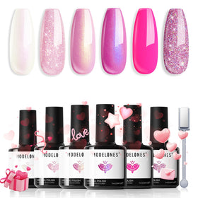 modelones front packaging showing six pink bottles and included magnetic stick, clear contents