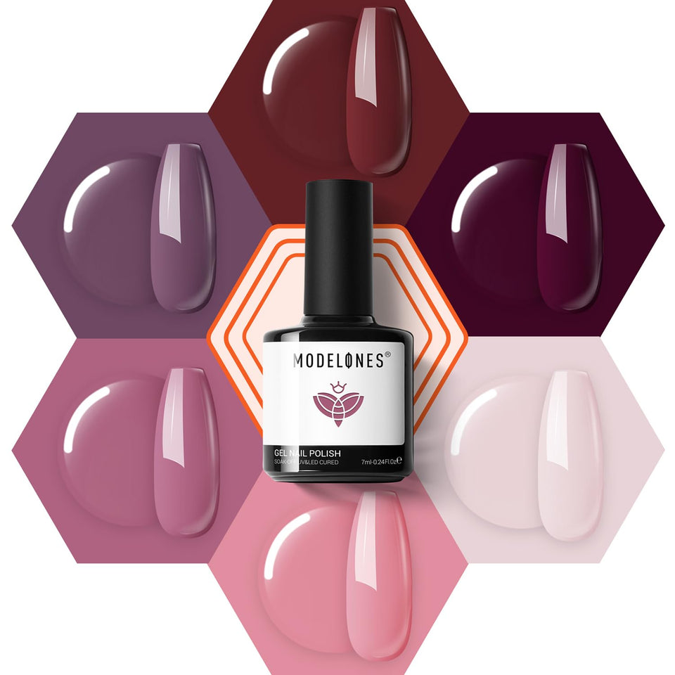 modelones front packaging showing six gel polish bottles and gift box benefits variety