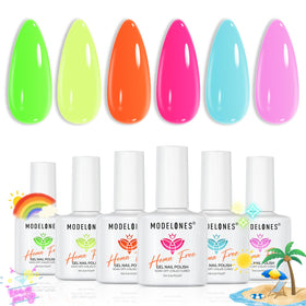 modelones front packaging showing six neon bottles and branding for vibrant choice
