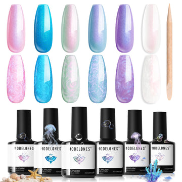 modelones front packaging showing six pearlescent gel bottles and dotting pen benefits precise styling