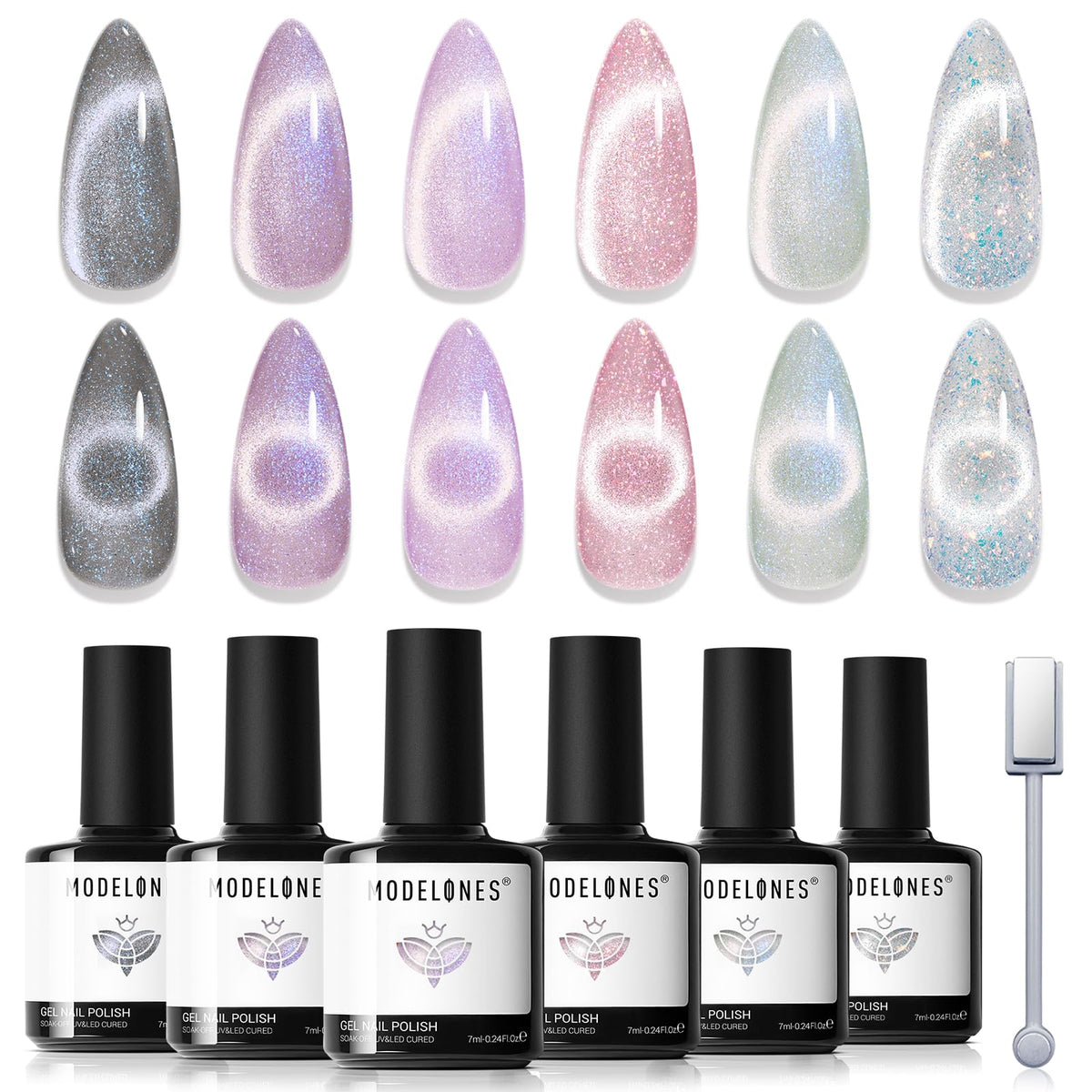 modelones front packaging showing six gel bottles and magnet for easy gifting